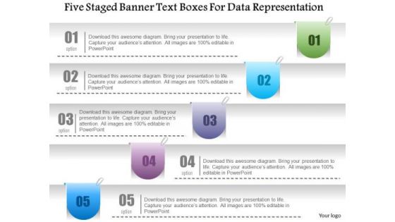 Business Diagram Five Staged Banner Text Boxes For Data Representation PowerPoint Template