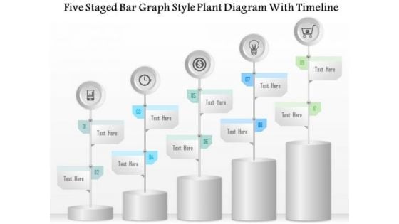 Business Diagram Five Staged Bar Graph Style Plant Diagram With Timeline Presentation Template