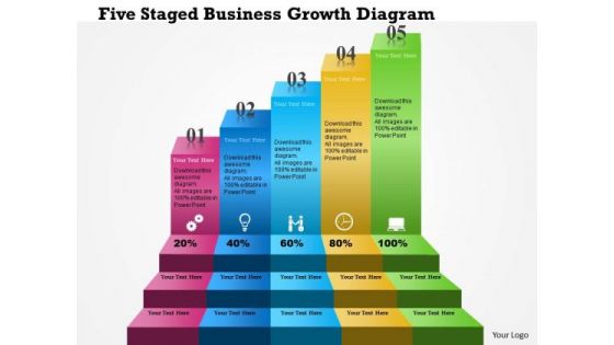 Business Diagram Five Staged Business Growth Diagram Presentation Template