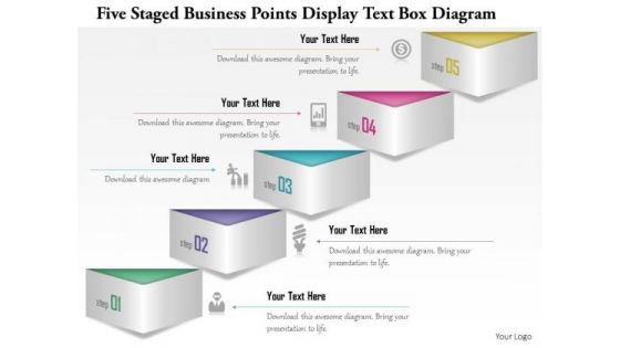 Business Diagram Five Staged Business Points Display Text Box Diagram Presentation Template