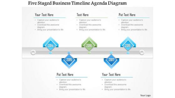 Business Diagram Five Staged Business Timeline Agenda Diagram Presentation Template