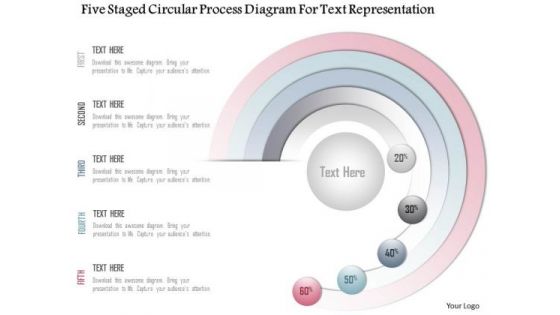 Business Diagram Five Staged Circular Process Diagram For Text Representation Presentation Template