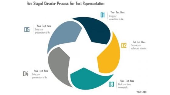 Business Diagram Five Staged Circular Process For Text Representation Presentation Template