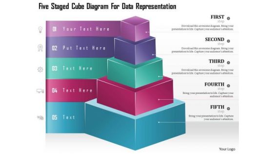 Business Diagram Five Staged Cube Diagram For Data Representation Presentation Template