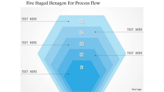 Business Diagram Five Staged Hexagon For Process Flow Presentation Template