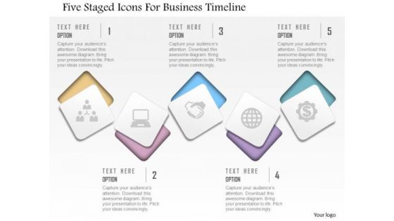 Business Diagram Five Staged Icons For Business Timeline Presentation Template