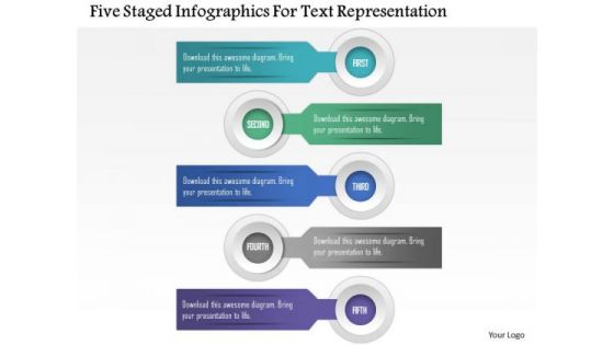 Business Diagram Five Staged Infographics For Text Representation Presentation Template