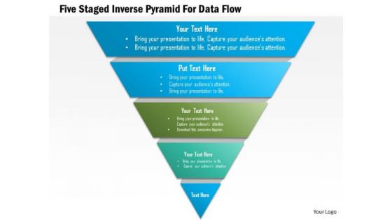 Business Diagram Five Staged Inverse Pyramid For Data Flow Presentation Template