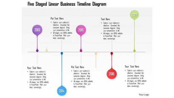 Business Diagram Five Staged Linear Business Timeline Diagram Presentation Template