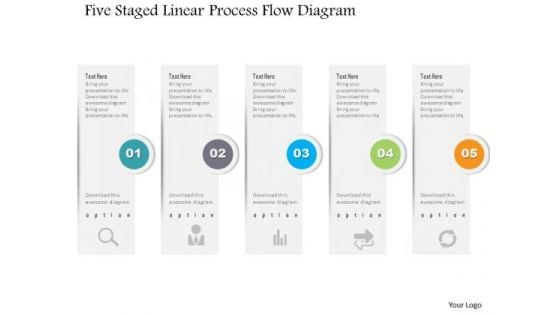 Business Diagram Five Staged Linear Process Flow Diagram PowerPoint Template