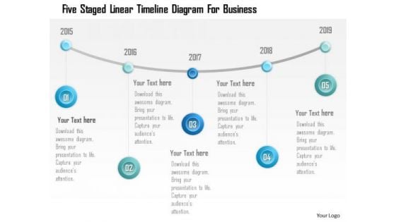 Business Diagram Five Staged Linear Timeline Diagram For Business PowerPoint Template