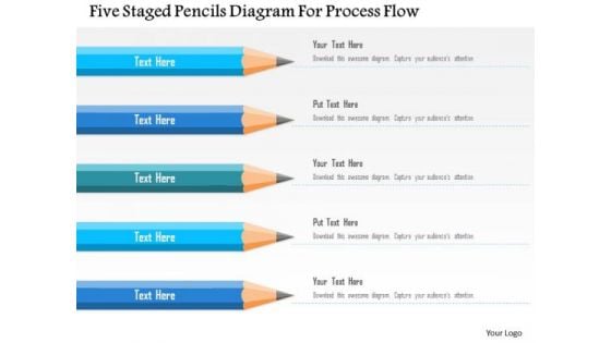 Business Diagram Five Staged Pencils Diagram For Process Flow PowerPoint Template