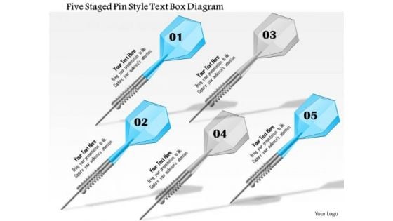 Business Diagram Five Staged Pin Style Text Box Diagram Presentation Template