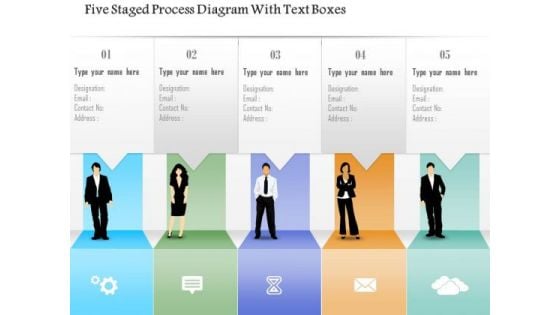 Business Diagram Five Staged Process Diagram With Text Boxes PowerPoint Template