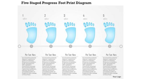 Business Diagram Five Staged Progress Foot Print Diagram PowerPoint Template