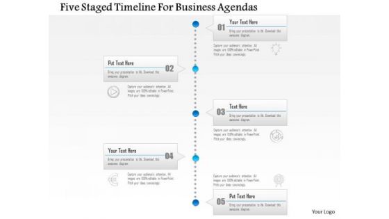 Business Diagram Five Staged Timeline For Business Agendas Presentation Template