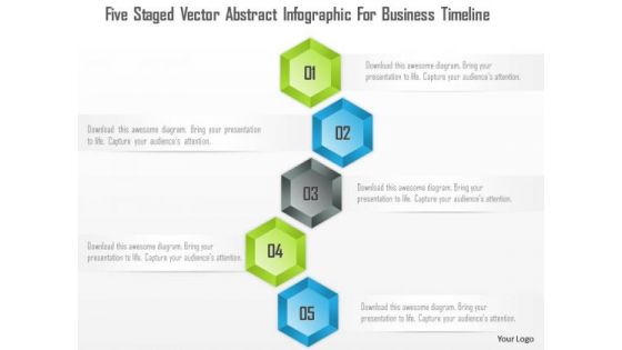 Business Diagram Five Staged Vector Abstract Infographic For Business Timeline Presentation Template