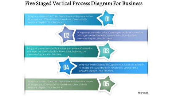 Business Diagram Five Staged Vertical Process Diagram For Business Presentation Template