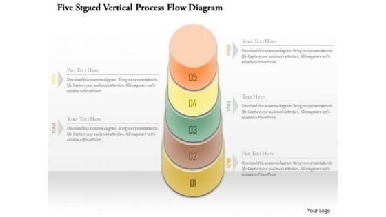 Business Diagram Five Staged Vertical Process Flow Diagram PowerPoint Template