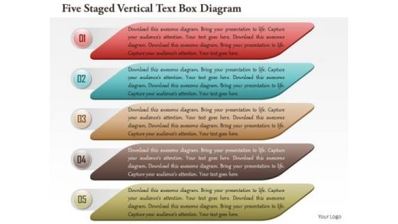 Business Diagram Five Staged Vertical Text Box Diagram Presentation Template