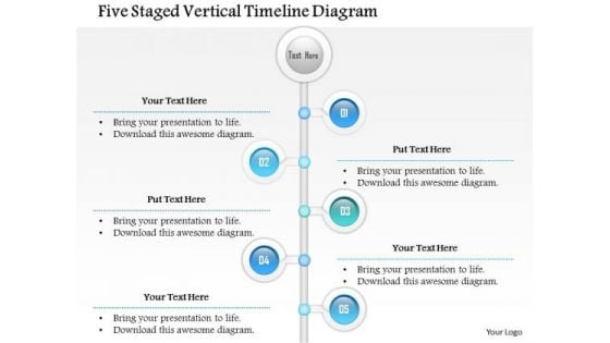 Business Diagram Five Staged Vertical Timeline Diagram Presentation Template