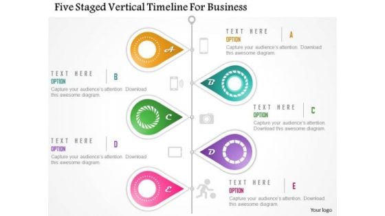 Business Diagram Five Staged Vertical Timeline For Business Presentation Template