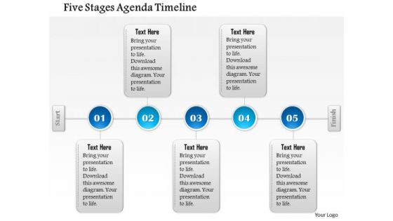 Business Diagram Five Stages Agenda Timeline Presentation Template