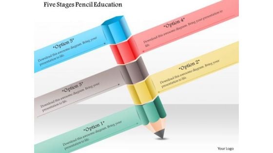 Business Diagram Five Stages Pencil Education Presentation Template