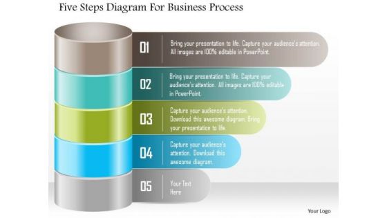 Business Diagram Five Steps Diagram For Business Process Presentation Template