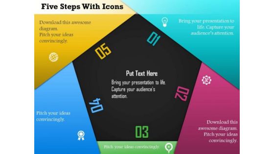 Business Diagram Five Steps With Icons Presentation Template