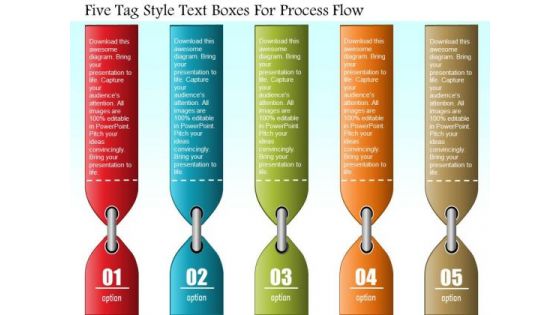 Business Diagram Five Tag Style Text Boxes For Process Flow Presentation Template