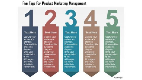 Business Diagram Five Tags For Product Marketing Management Presentation Template