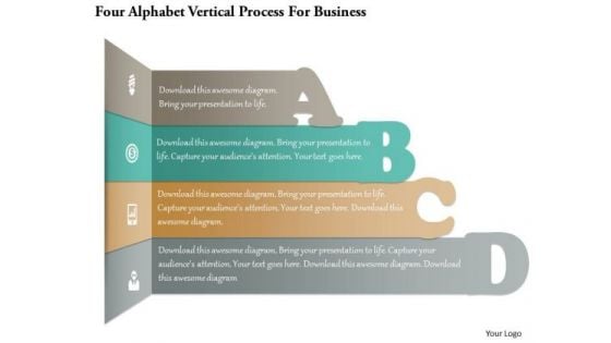 Business Diagram Four Alphabet Vertical Process For Business PowerPoint Template