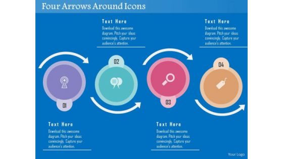 Business Diagram Four Arrows Around Icons Presentation Template