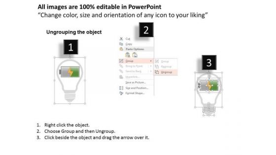 Business Diagram Four Bulbs And Battery Icons Presentation Template