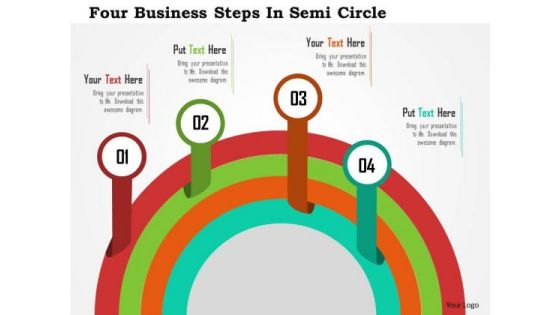 Business Diagram Four Business Steps In Semi Circle Presentation Template