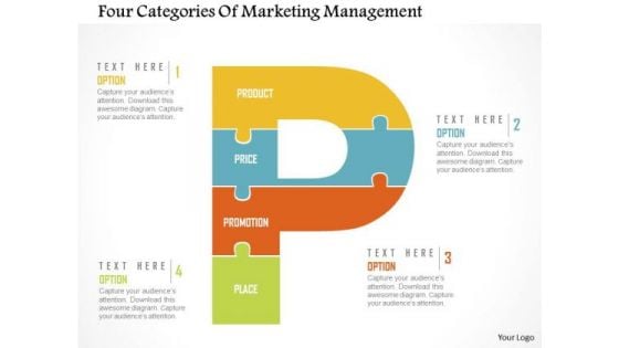 Business Diagram Four Categories Of Marketing Management Presentation Template