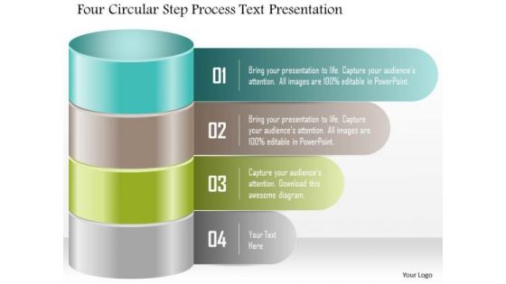 Business Diagram Four Circular Step Process Text Presentation PowerPoint Template