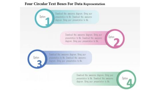 Business Diagram Four Circular Text Boxes For Data Representation PowerPoint Template