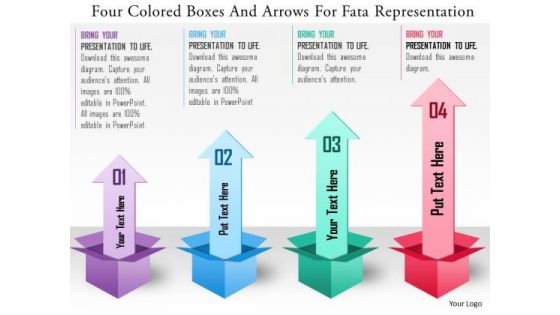 Business Diagram Four Colored Boxes And Arrows For Data Representation Presentation Template