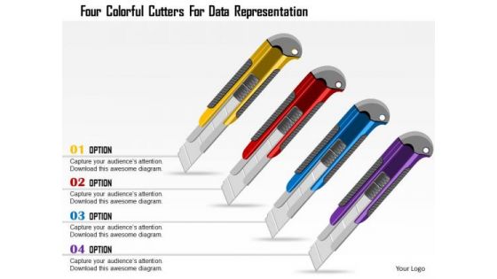 Business Diagram Four Colorful Cutters For Data Representation Presentation Template