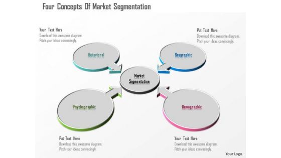 Business Diagram Four Concepts Of Market Segmentation Presentation Template