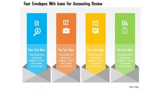 Business Diagram Four Envelopes With Icons For Accounting Review Presentation Template