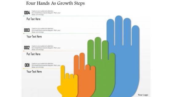 Business Diagram Four Hands As Growth Steps Presentation Template