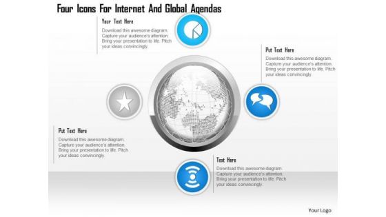 Business Diagram Four Icons For Internet And Global Agendas Presentation Template