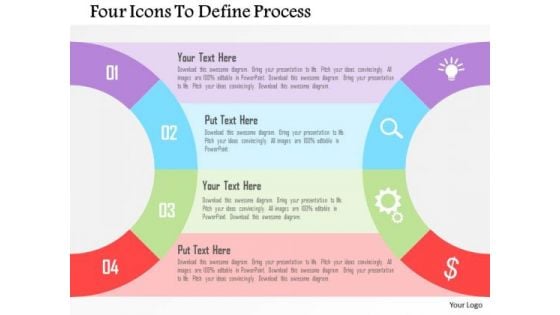 Business Diagram Four Icons To Define Process Presentation Template