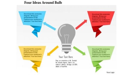 Business Diagram Four Ideas Around Bulb Presentation Template