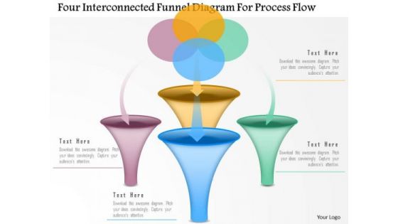 Business Diagram Four Interconnected Funnel Diagram For Process Flow Presentation Template