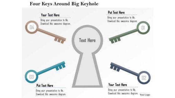 Business Diagram Four Keys Around Big Keyhole Presentation Template