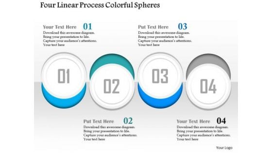 Business Diagram Four Linear Process Colorful Spheres Presentation Template